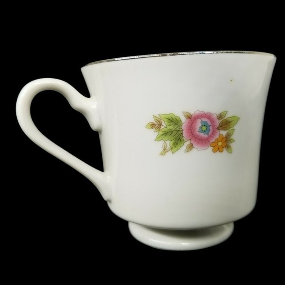 Floral Bouquet Fine China Of Japan Coffee Tea Cup Set of 3 Pink and Blue Flowers - Picture 8 of 12